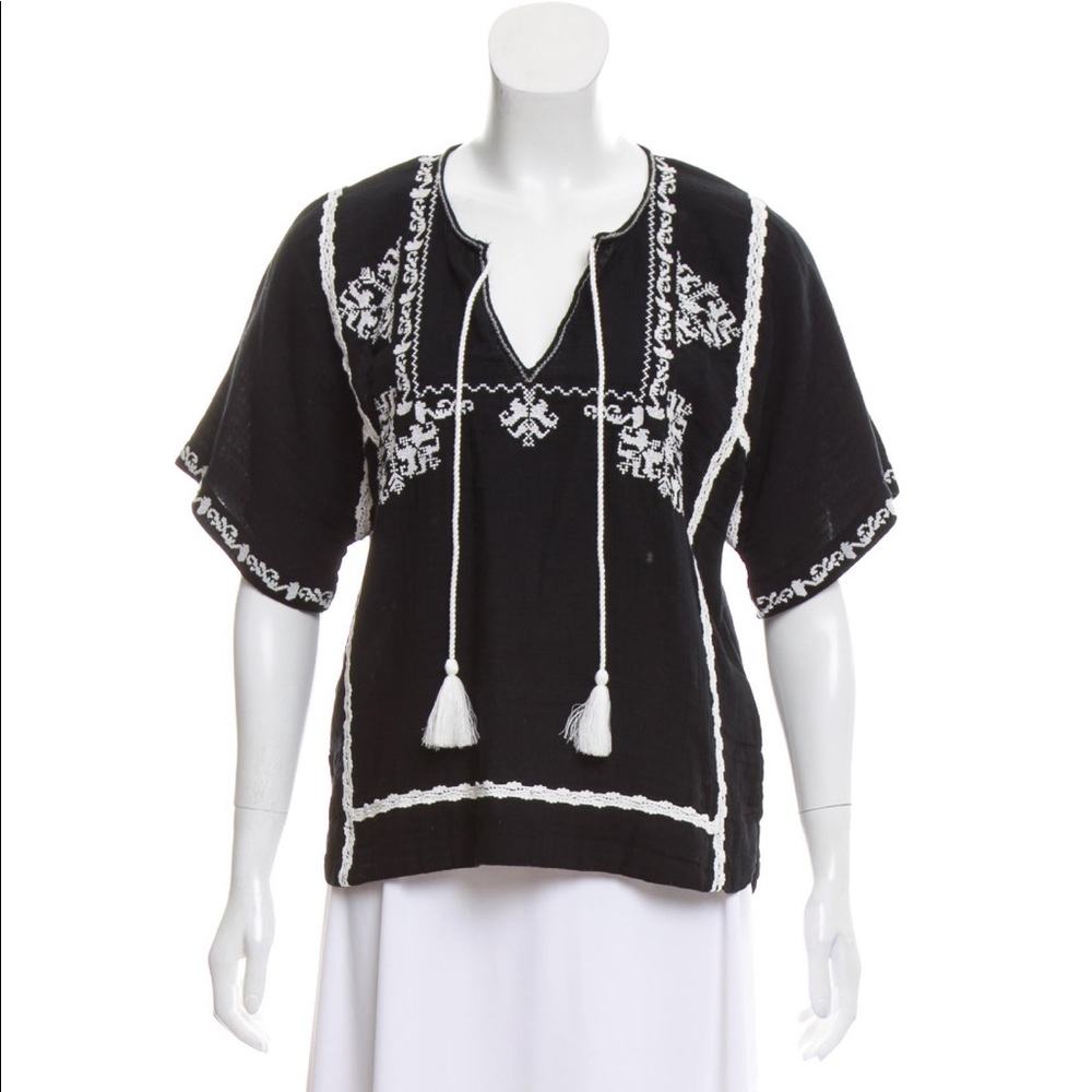 Ella Moss Embroidered Short Sleeve Top